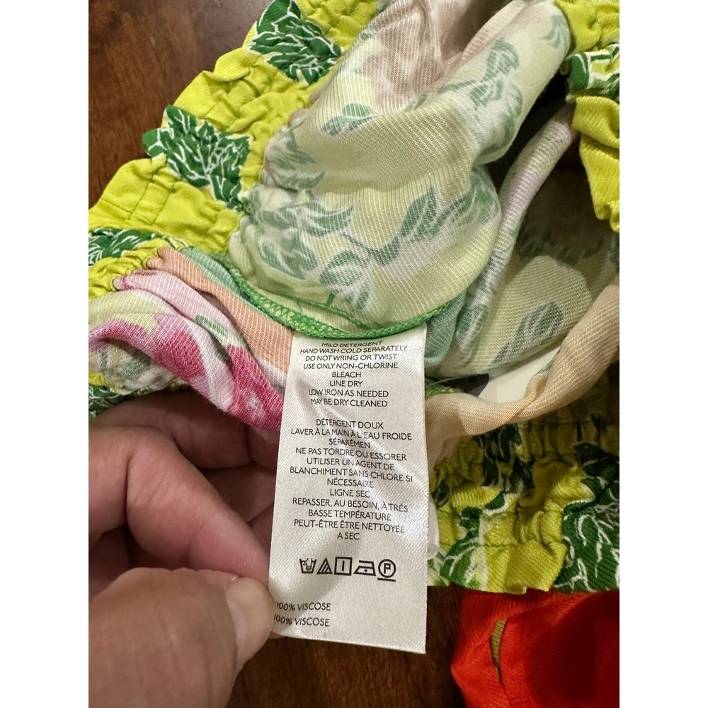 Anthropologie Floral Scarf Print Wide Leg Pants Smocked Waist Multi XS New - Picture 6 of 9